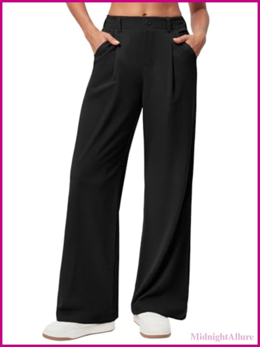 Wide Leg Dress Pants Women Business Casual Office Elastic Waist Pleated